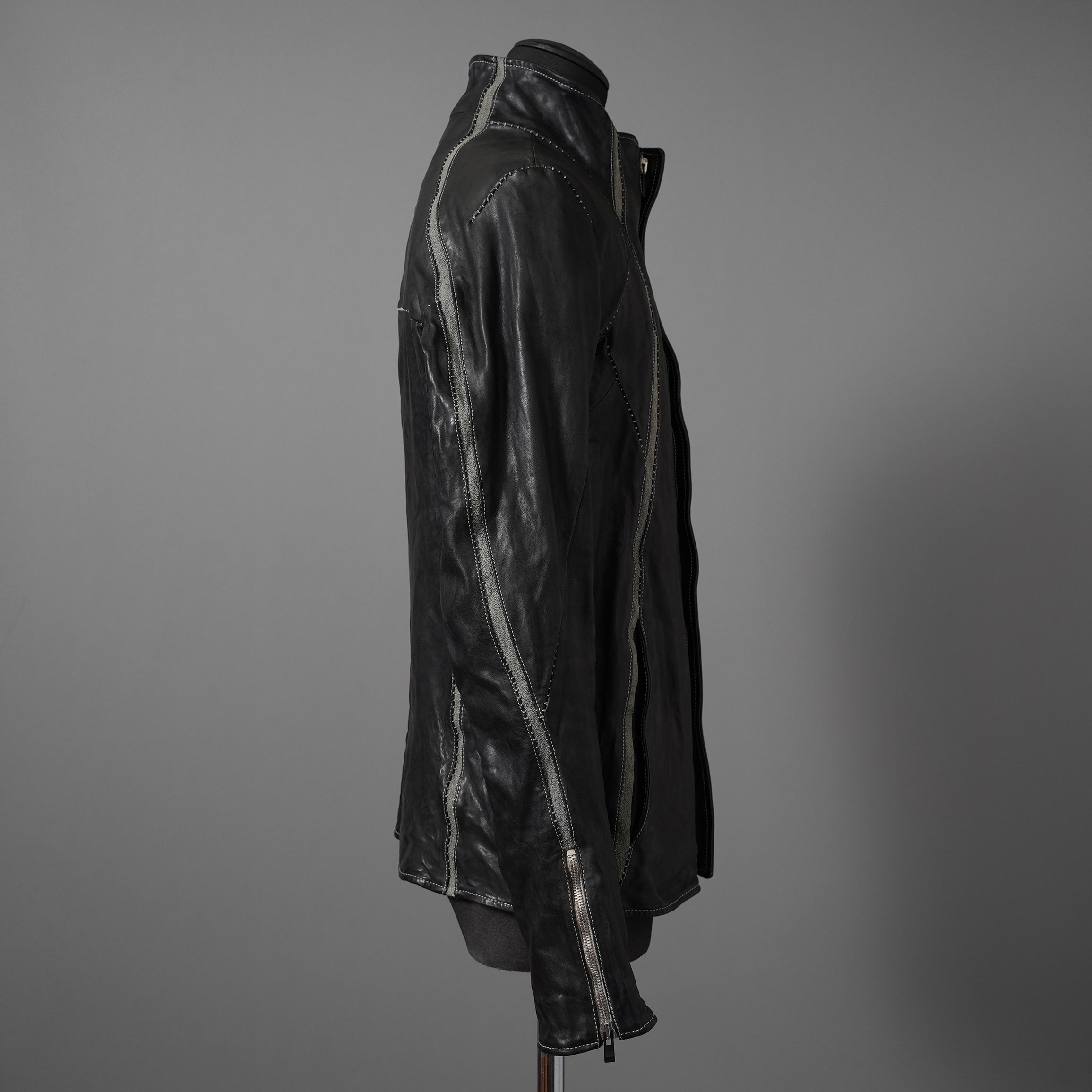 incarnation インカネーション / 22SS 美品 HORSE LEATHER HIGH NECK ZIP BLOUSON W ELASTIC LINED /size S (BLACK)