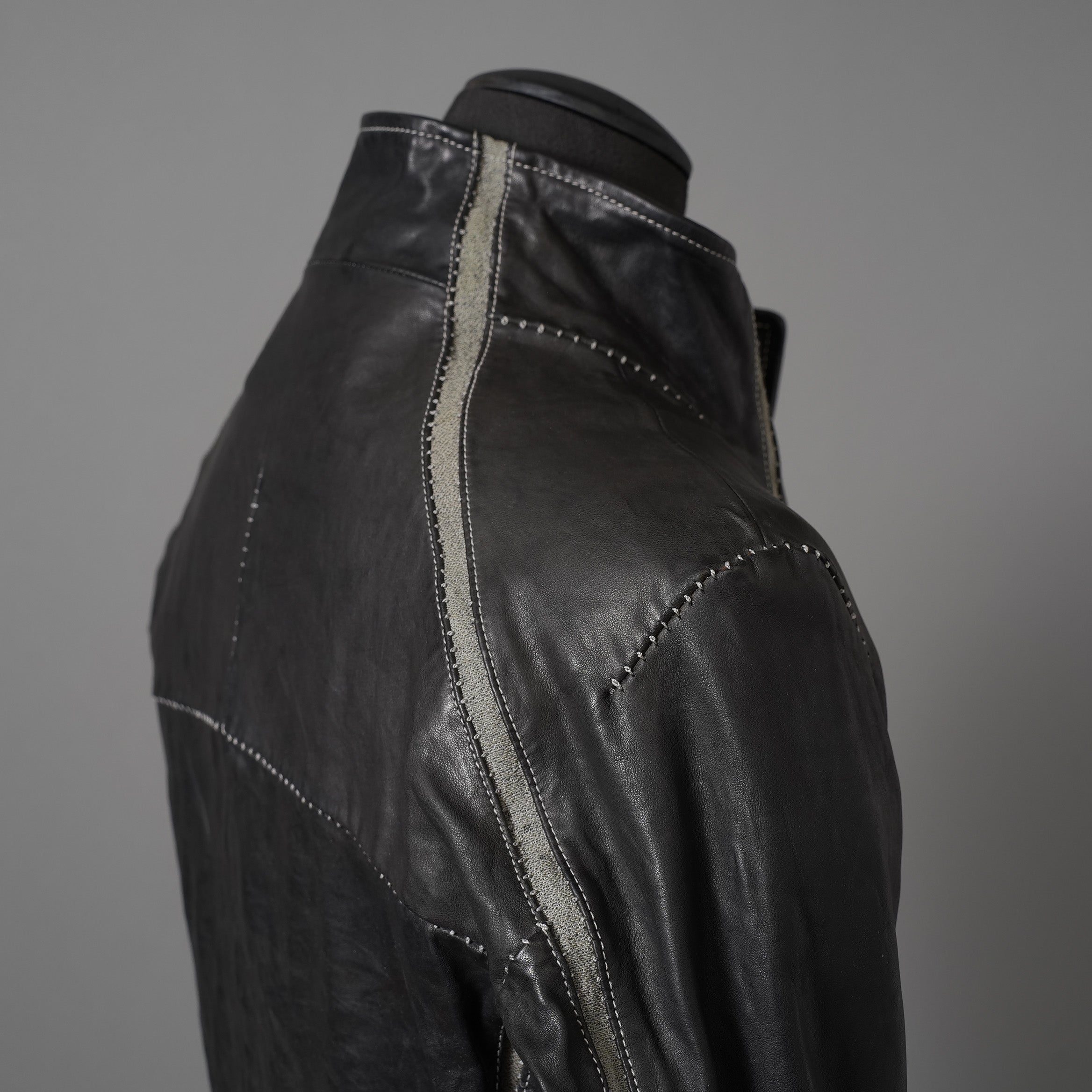 incarnation インカネーション / 22SS 美品 HORSE LEATHER HIGH NECK ZIP BLOUSON W ELASTIC LINED /size S (BLACK)