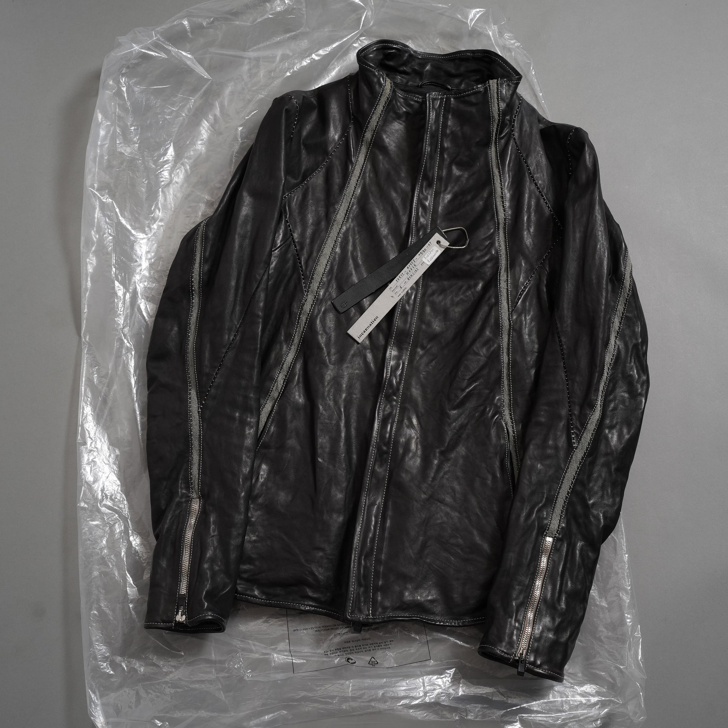 incarnation インカネーション / 22SS 美品 HORSE LEATHER HIGH NECK ZIP BLOUSON W ELASTIC LINED /size S (BLACK)