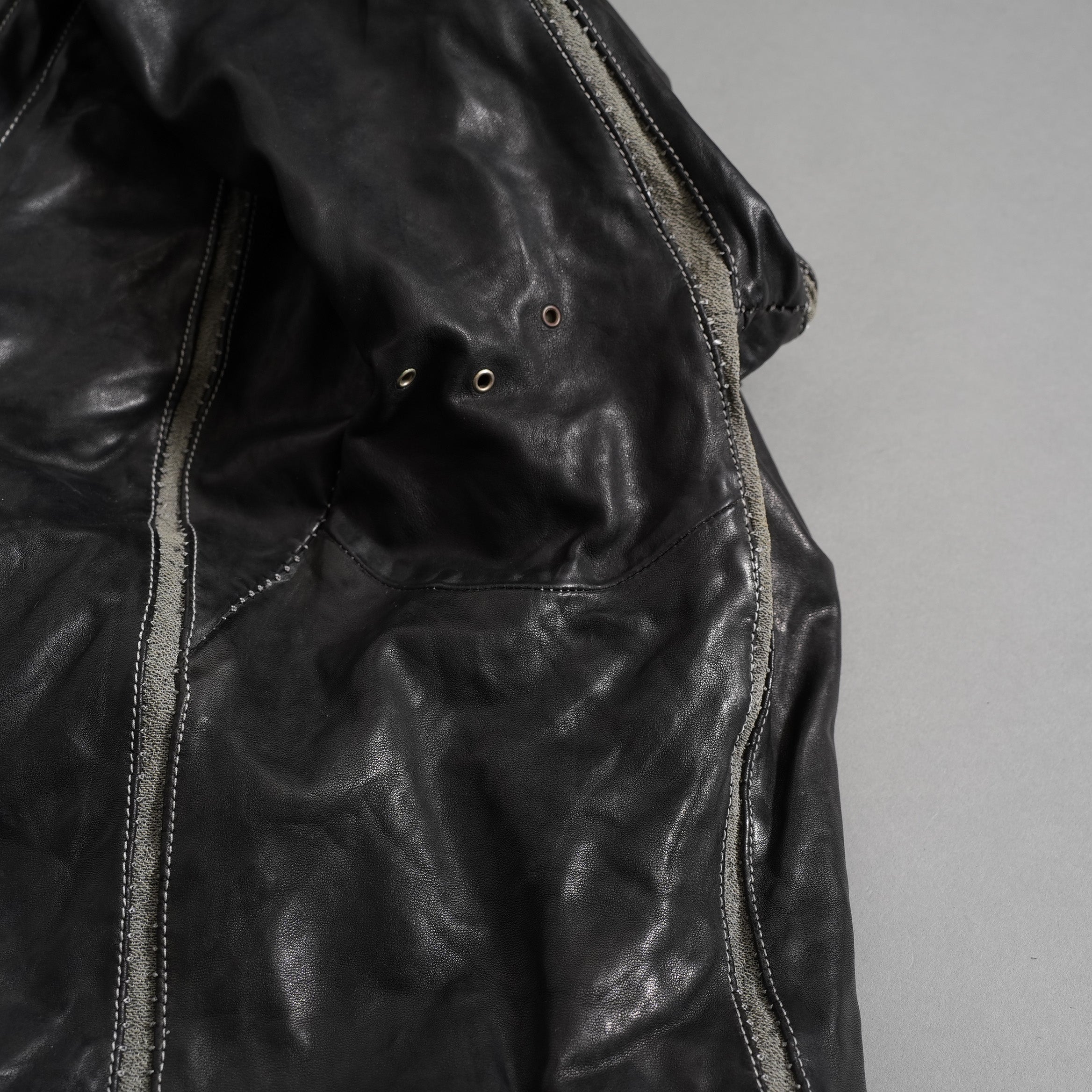 incarnation インカネーション / 22SS 美品 HORSE LEATHER HIGH NECK ZIP BLOUSON W ELASTIC LINED /size S (BLACK)