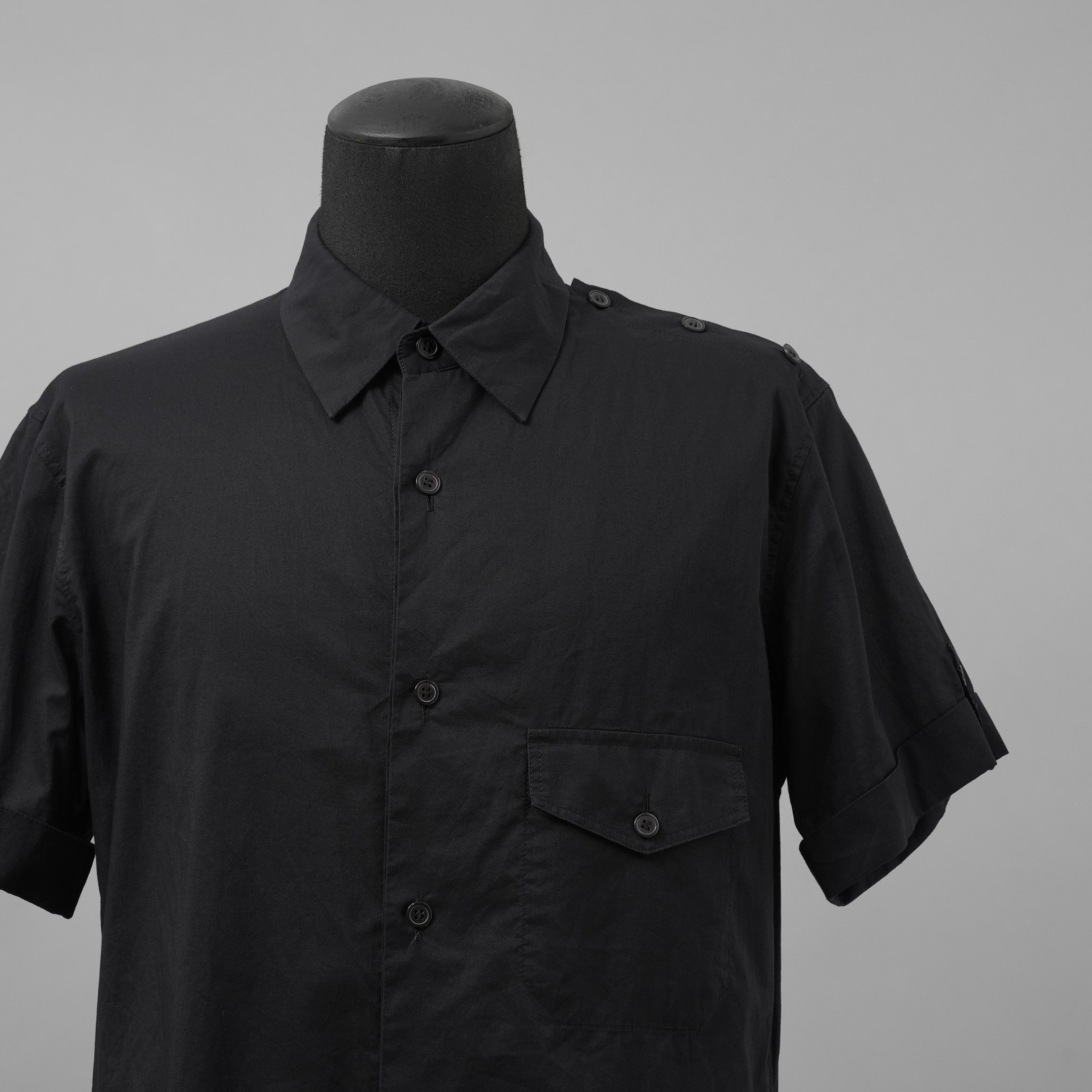 Y's ワイズ / 21SS レイヤード 半袖 ミリタリーシャツ 半袖シャツ / YD-B05-004 / size 3　（BLACK)
