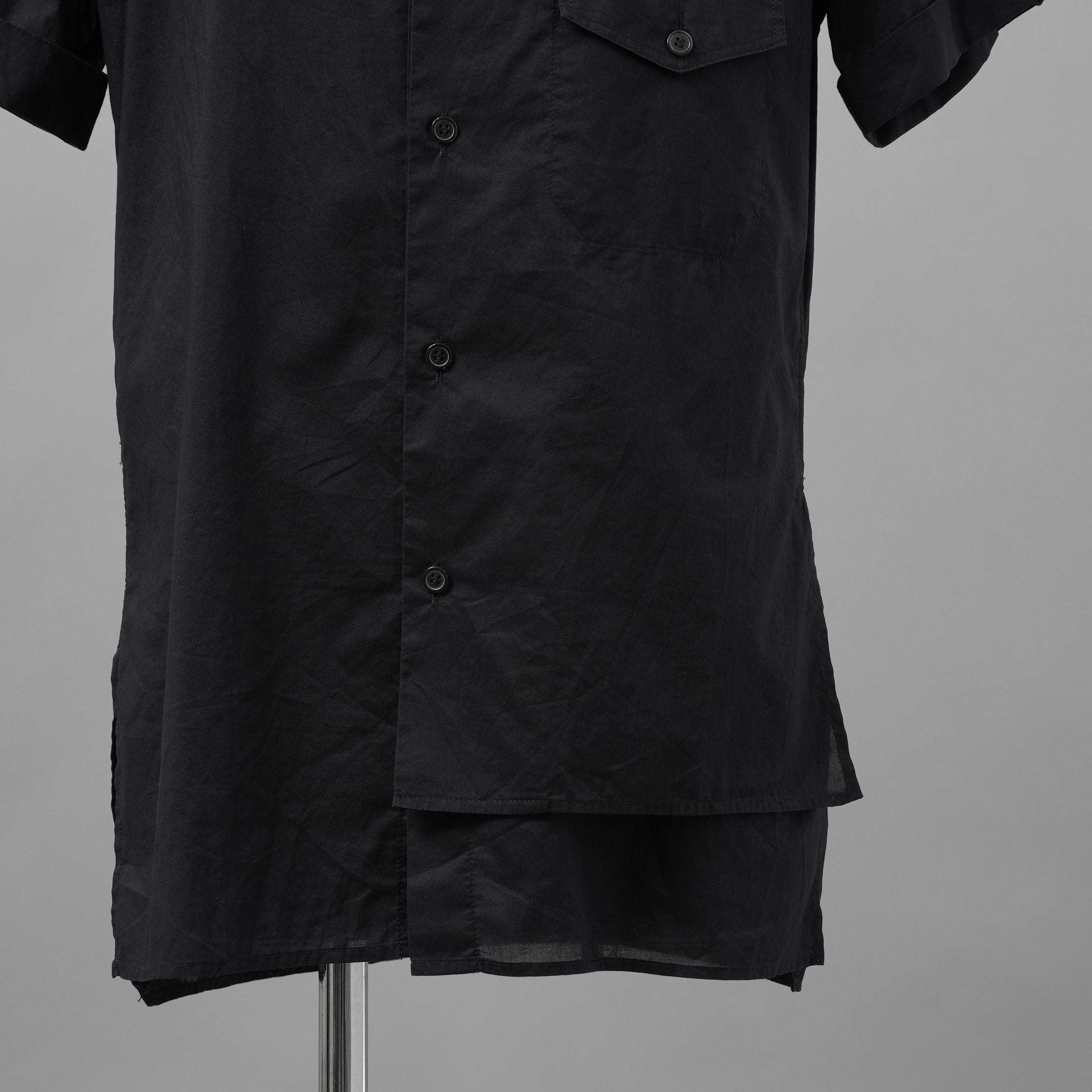 Y's ワイズ / 21SS レイヤード 半袖 ミリタリーシャツ 半袖シャツ / YD-B05-004 / size 3　（BLACK)