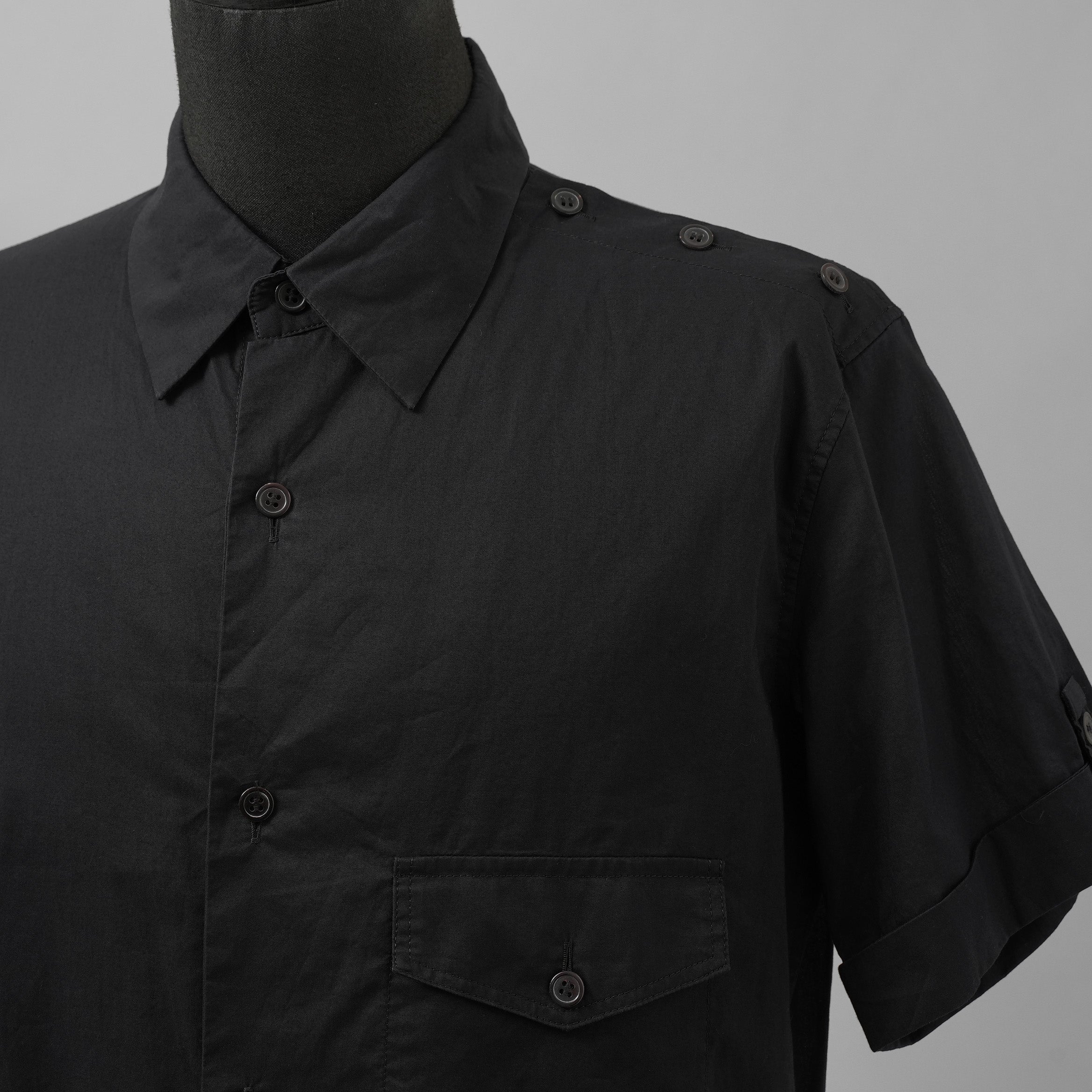 Y's ワイズ / 21SS レイヤード 半袖 ミリタリーシャツ 半袖シャツ / YD-B05-004 / size 3　（BLACK)
