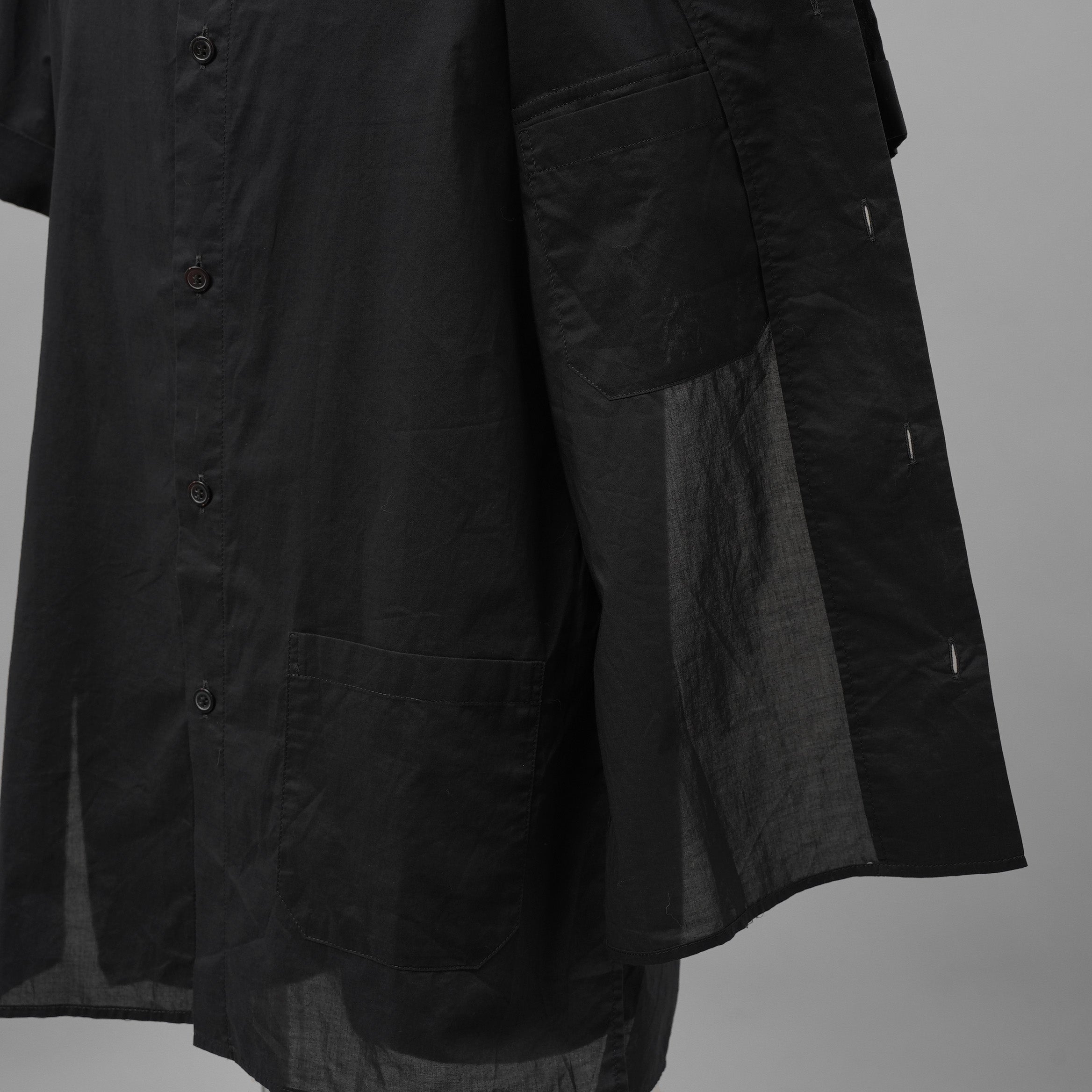 Y's ワイズ / 21SS レイヤード 半袖 ミリタリーシャツ 半袖シャツ / YD-B05-004 / size 3　（BLACK)