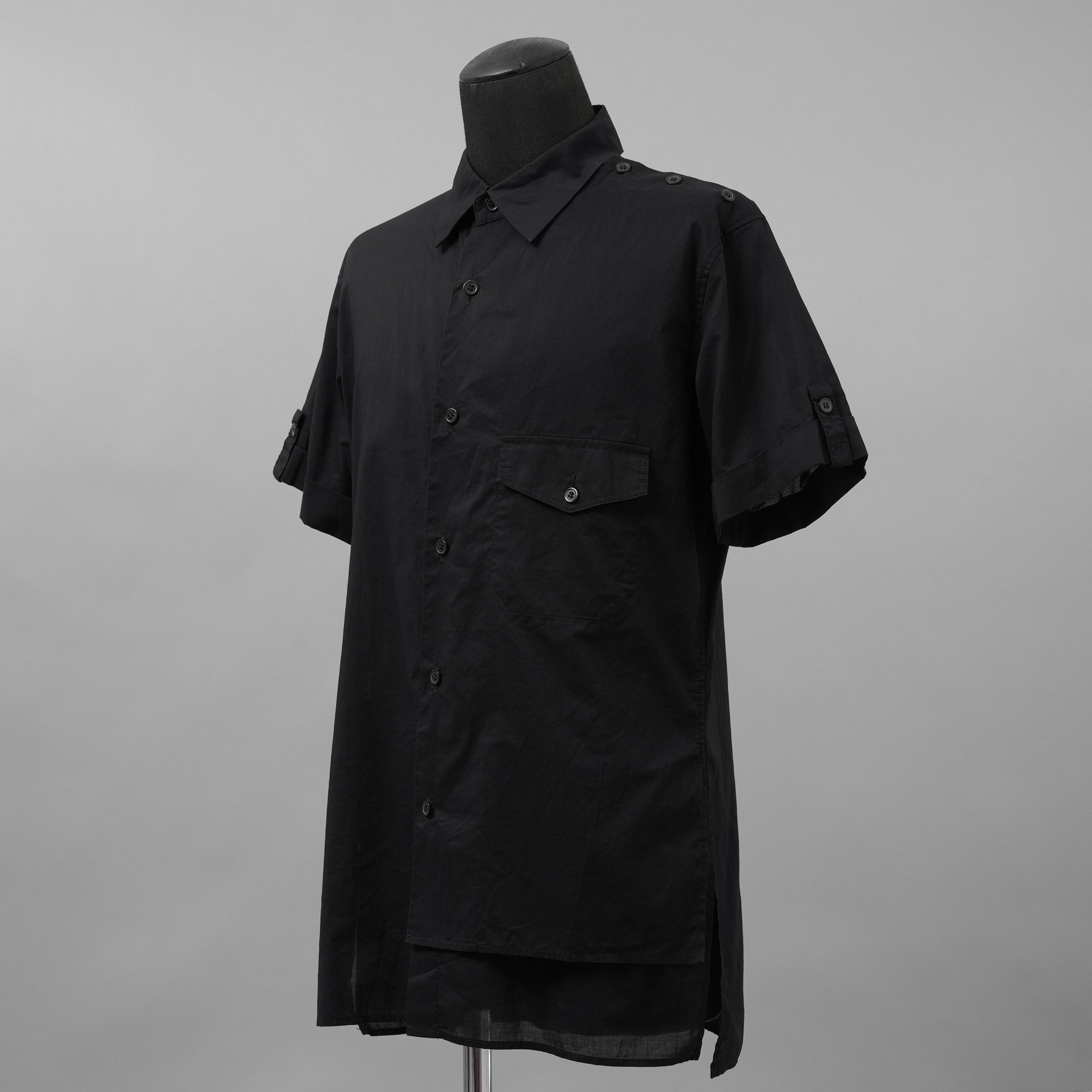 Y's ワイズ / 21SS レイヤード 半袖 ミリタリーシャツ 半袖シャツ / YD-B05-004 / size 3　（BLACK)