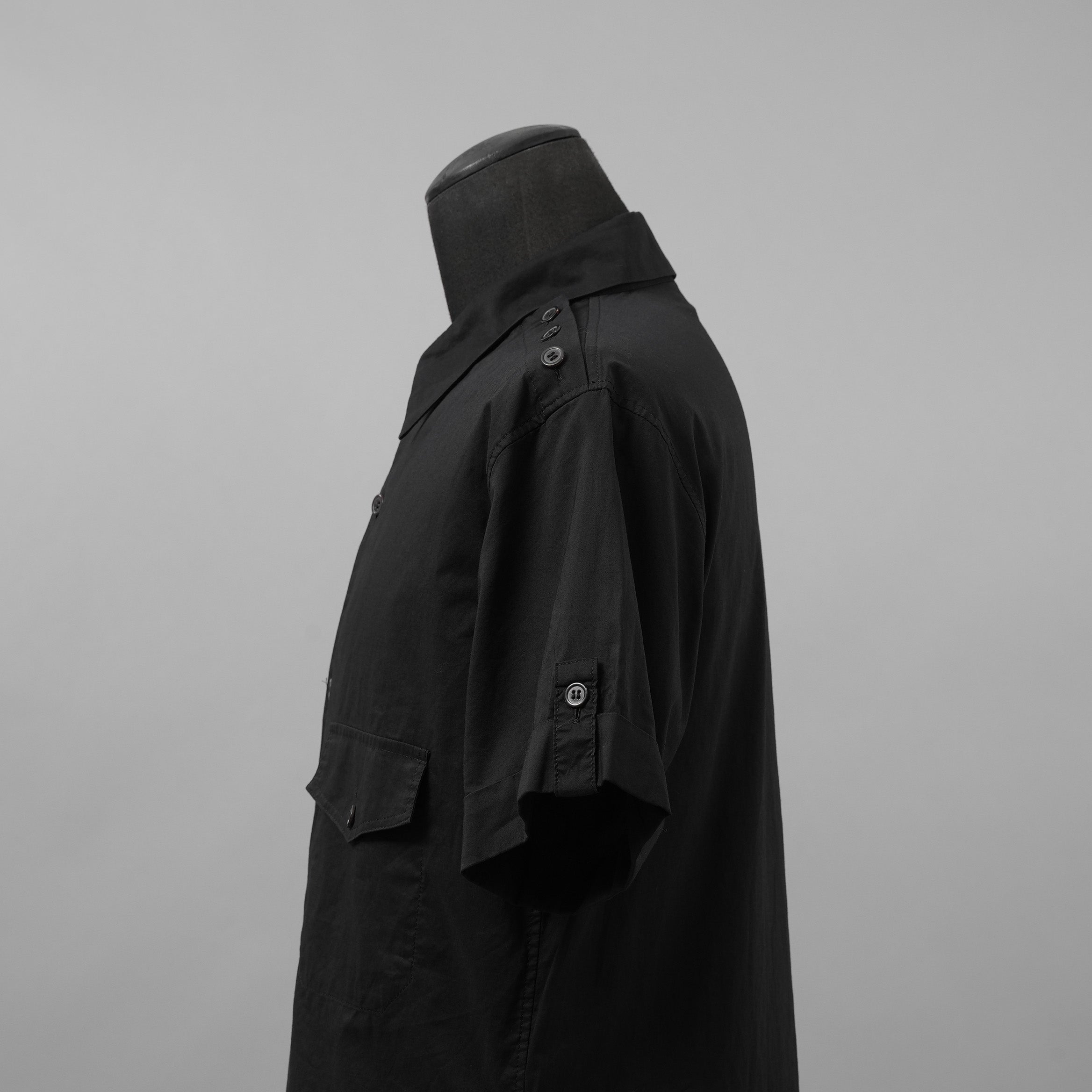 Y's ワイズ / 21SS レイヤード 半袖 ミリタリーシャツ 半袖シャツ / YD-B05-004 / size 3　（BLACK)