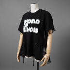 sacai サカイ / 21SS 美品 シフォンロゴカットソー 半袖Tシャツ / 21-05573 / size 2 (BLACK)