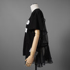 sacai サカイ / 21SS 美品 シフォンロゴカットソー 半袖Tシャツ / 21-05573 / size 2 (BLACK)