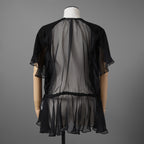 sacai サカイ / 21SS 美品 シフォンロゴカットソー 半袖Tシャツ / 21-05573 / size 2 (BLACK)