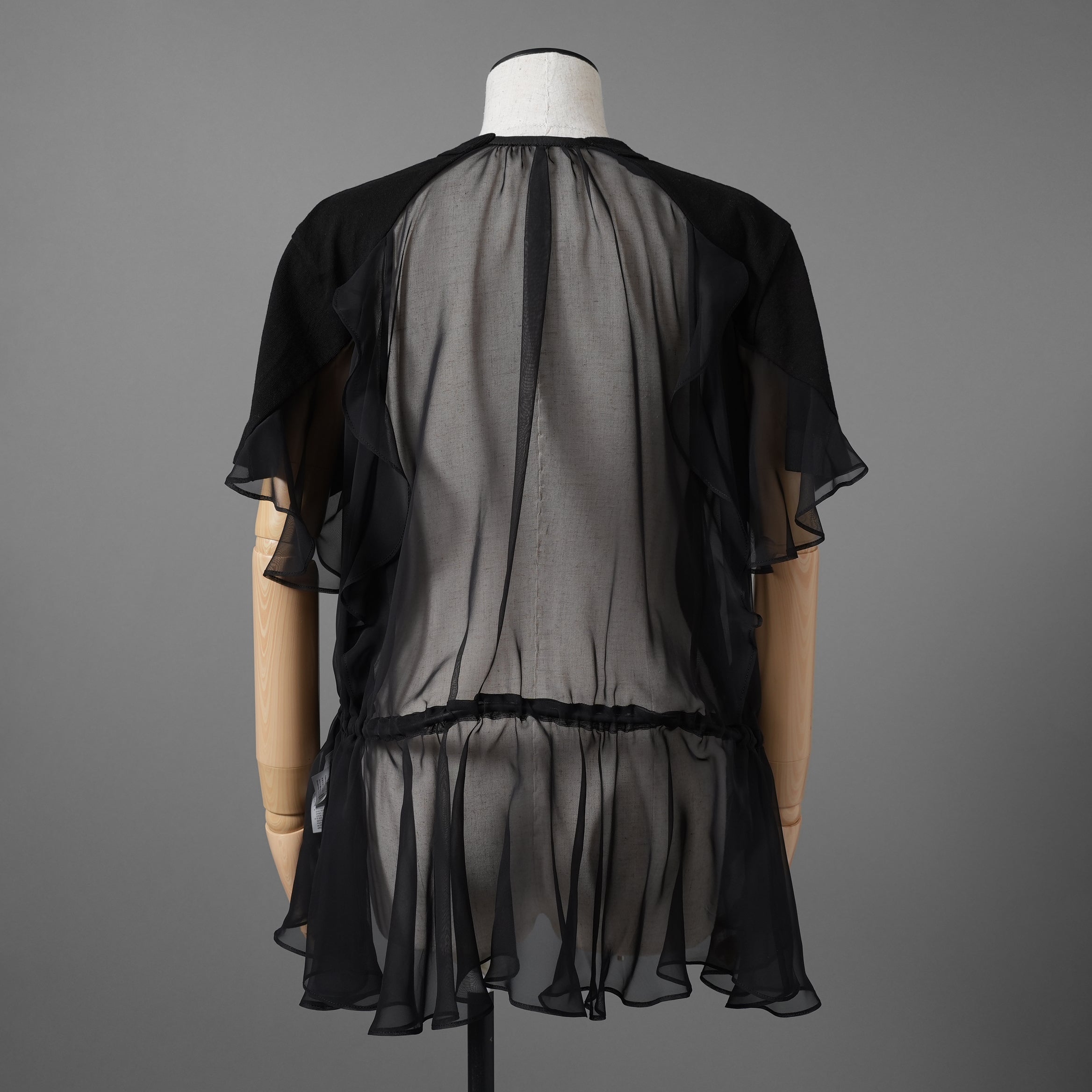 sacai サカイ / 21SS 美品 シフォンロゴカットソー 半袖Tシャツ / 21-05573 / size 2 (BLACK)
