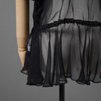sacai サカイ / 21SS 美品 シフォンロゴカットソー 半袖Tシャツ / 21-05573 / size 2 (BLACK)