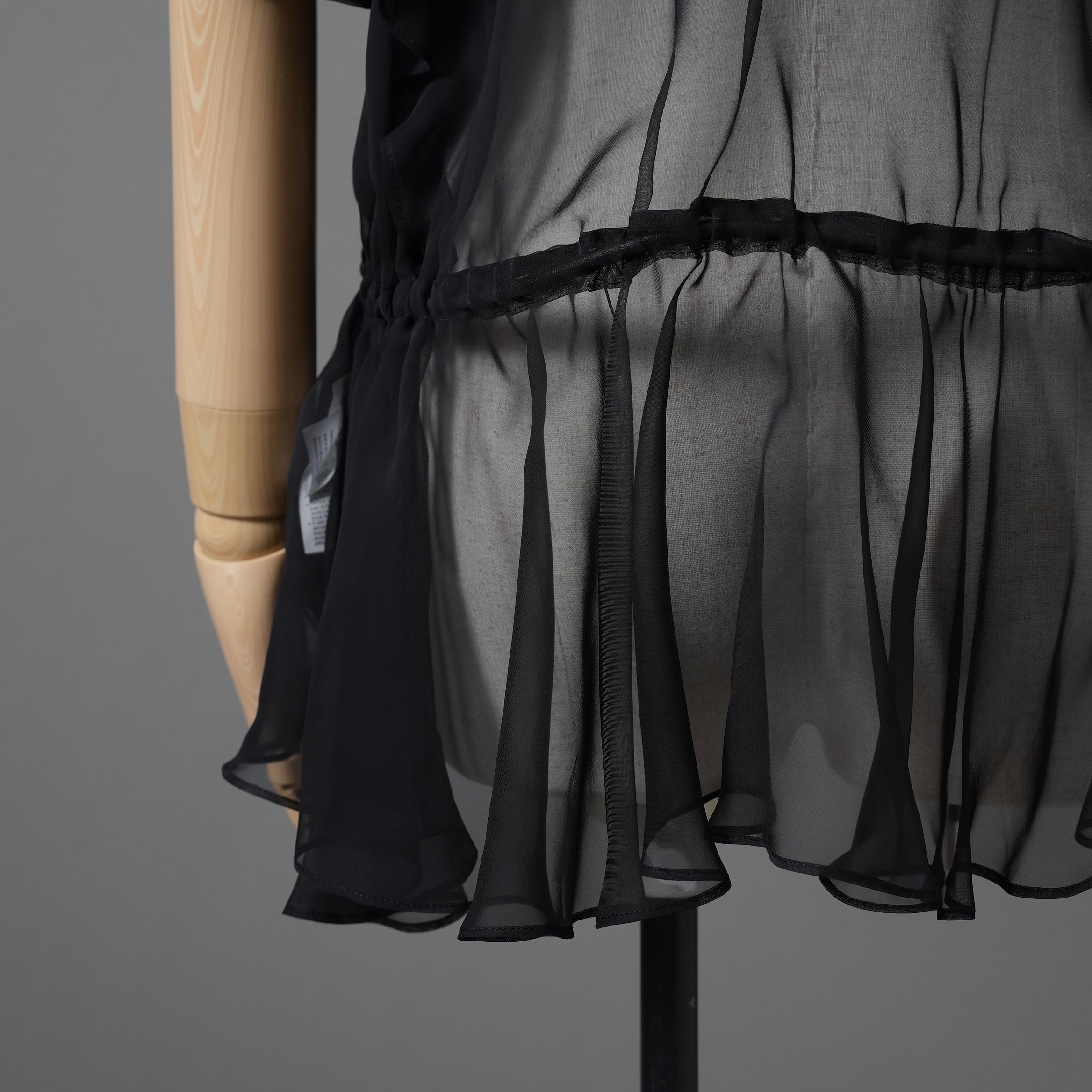 sacai サカイ / 21SS 美品 シフォンロゴカットソー 半袖Tシャツ / 21-05573 / size 2 (BLACK)