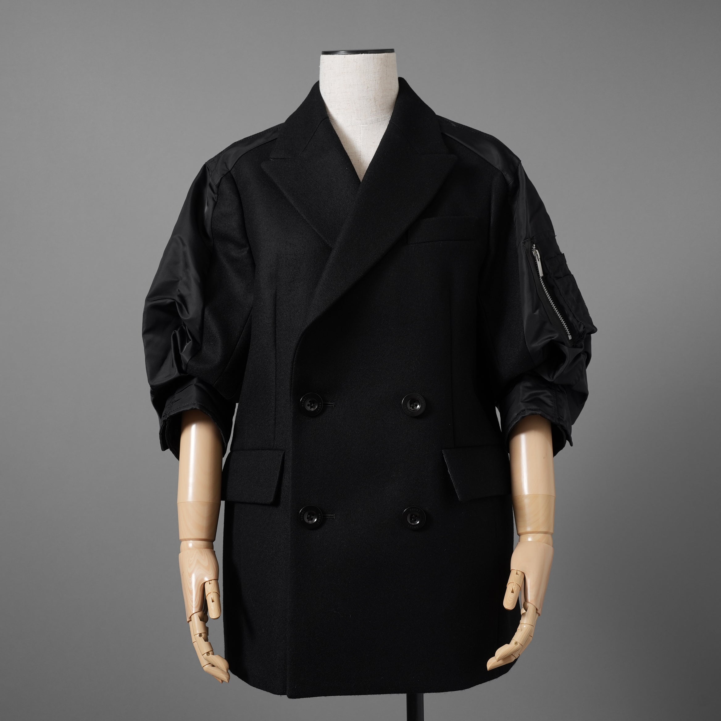 未使用 sacai サカイ / 23AW Wool Melton x Nylon Twill Jacket ウールメルトン×ナイロンツイル ジャケット / 23-06925 / size 1 (BLACK) レディース