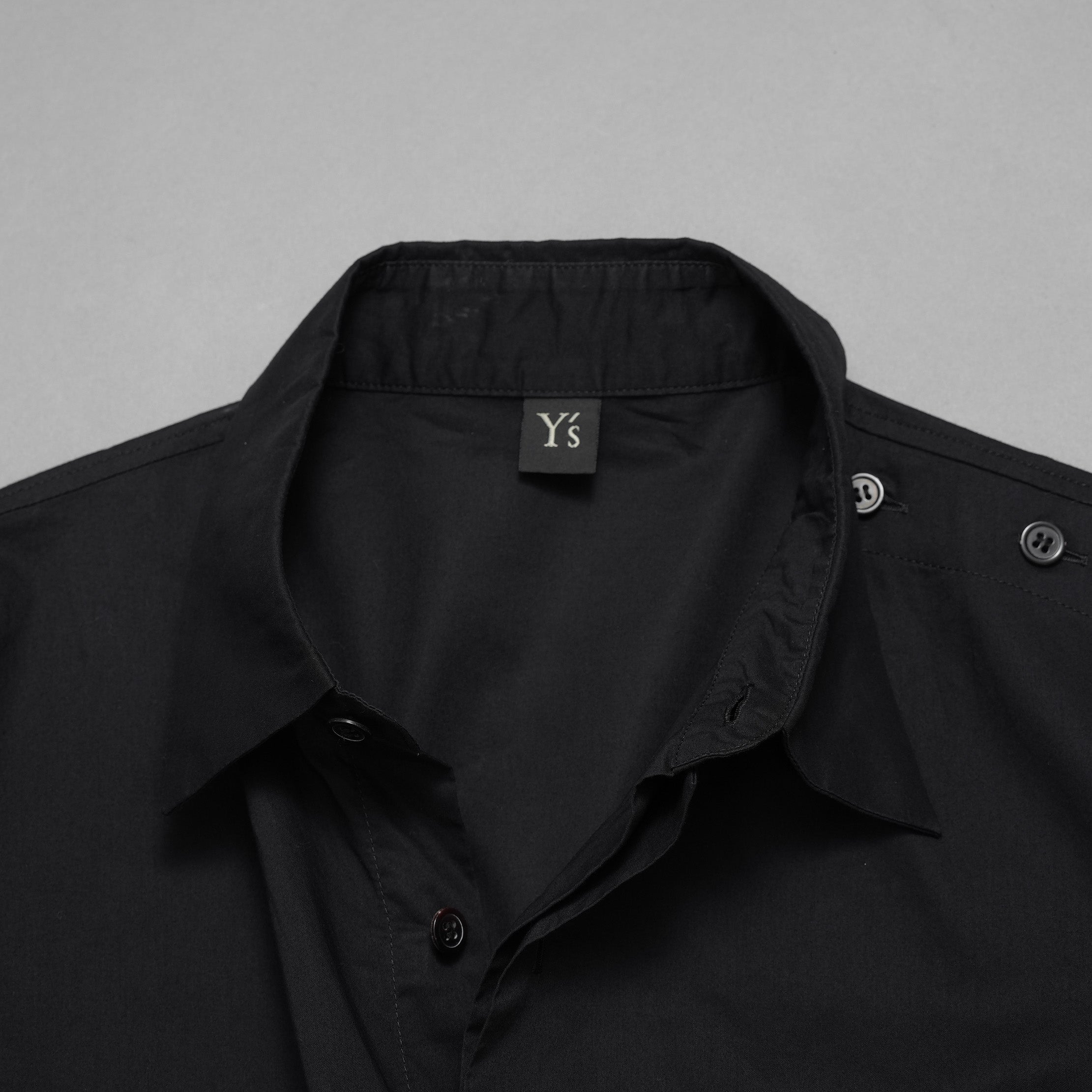 Y's ワイズ / 21SS レイヤード 半袖 ミリタリーシャツ 半袖シャツ / YD-B05-004 / size 3　（BLACK)