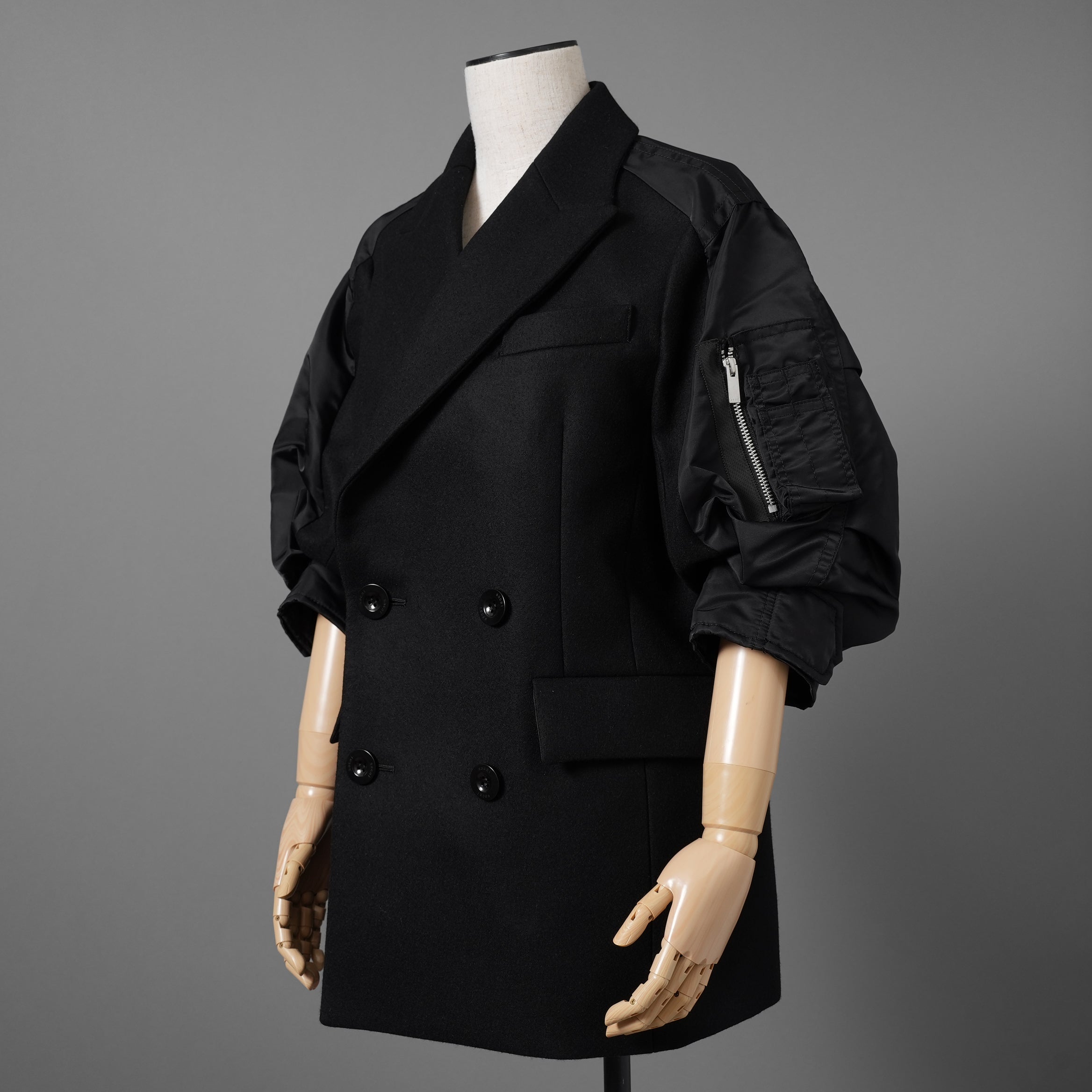未使用 sacai サカイ / 23AW Wool Melton x Nylon Twill Jacket ウールメルトン×ナイロンツイル ジャケット / 23-06925 / size 1 (BLACK) レディース