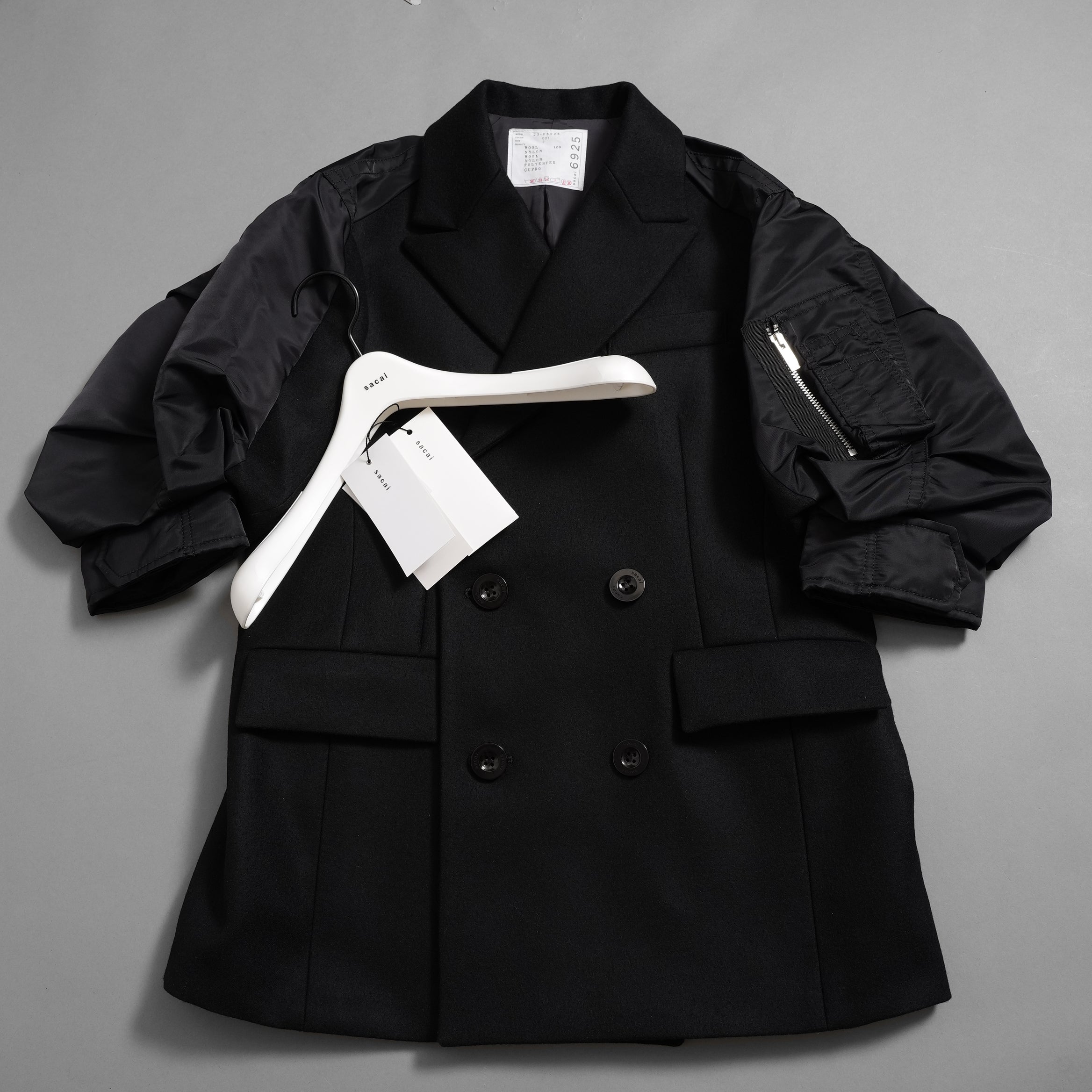未使用 sacai サカイ / 23AW Wool Melton x Nylon Twill Jacket ウールメルトン×ナイロンツイル ジャケット / 23-06925 / size 1 (BLACK) レディース