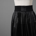 sacai サカイ/ 21SS / 異素材ドッキング プリーツスカート ロング イージーウエスト / 21-05399 /size1 (BLACK)