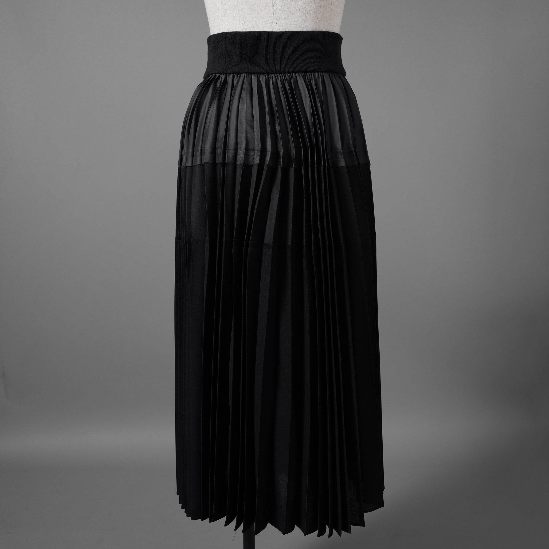 sacai サカイ/ 21SS / 異素材ドッキング プリーツスカート ロング イージーウエスト / 21-05399 /size1 (BLACK)