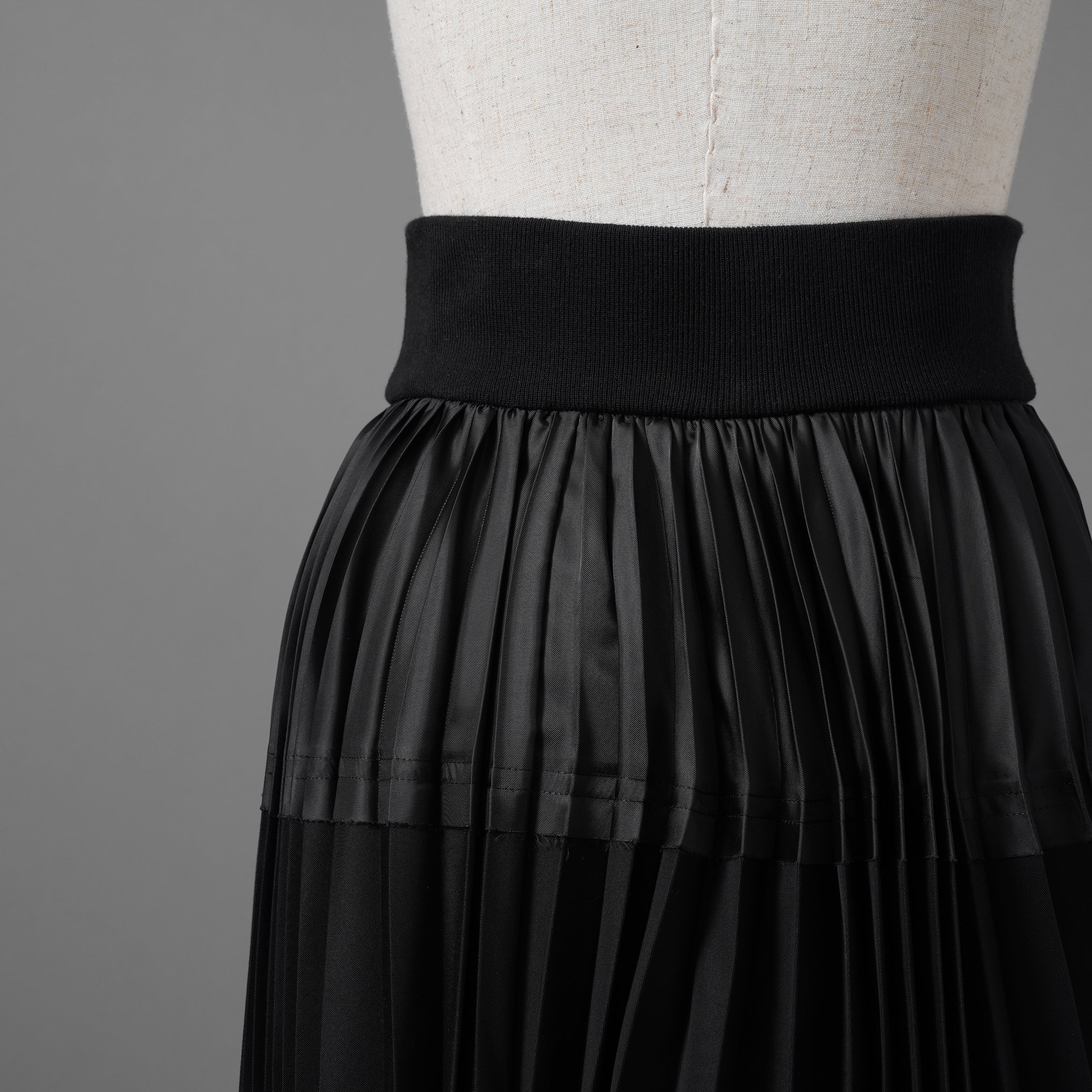 sacai サカイ/ 21SS / 異素材ドッキング プリーツスカート ロング イージーウエスト / 21-05399 /size1 (BLACK)