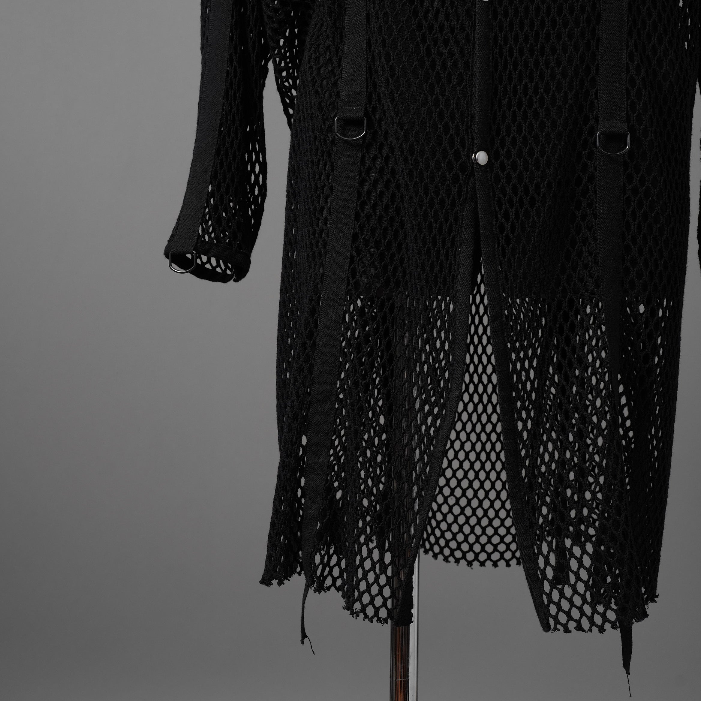 blackmeans ブラックミーンズ / 24SS 美品 メッシュ フーデット ロング ジャケット / 945-79GT-96-1 / size 3 (BLACK)