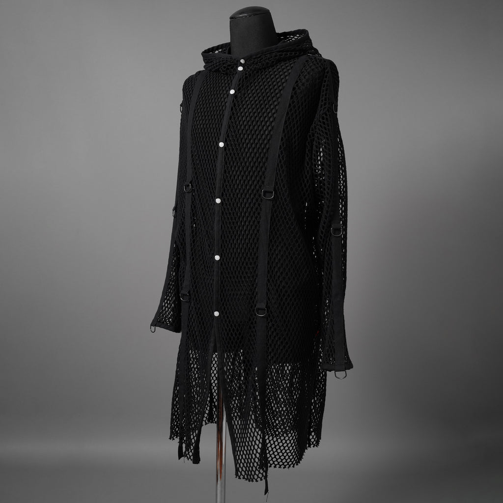 blackmeans ブラックミーンズ / 24SS 美品 メッシュ フーデット ロング ジャケット / 945-79GT-96-1 / size 3 (BLACK)
