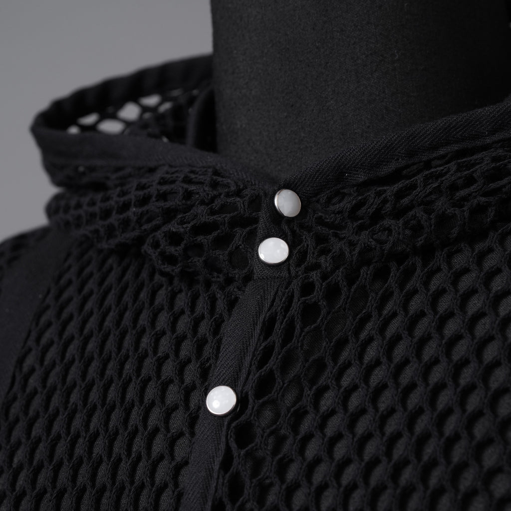 blackmeans ブラックミーンズ / 24SS 美品 メッシュ フーデット ロング ジャケット / 945-79GT-96-1 / size 3 (BLACK)