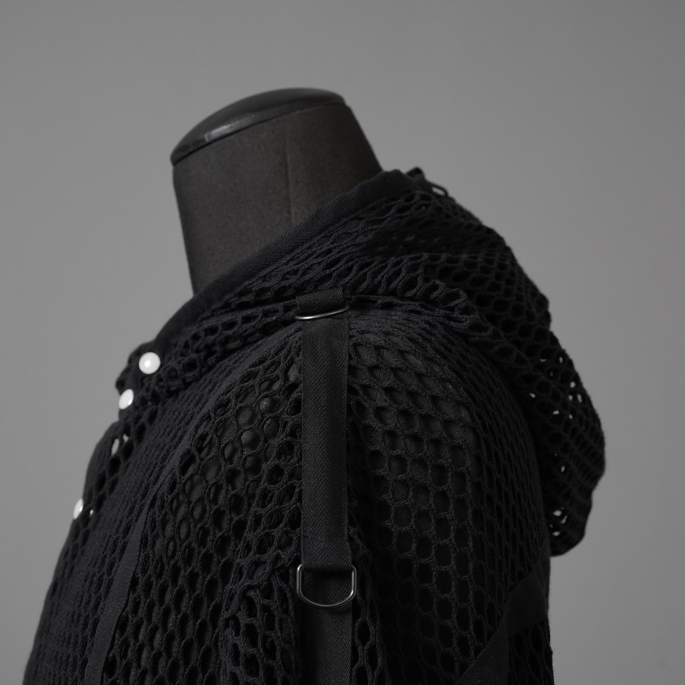 blackmeans ブラックミーンズ / 24SS 美品 メッシュ フーデット ロング ジャケット / 945-79GT-96-1 / size 3 (BLACK)
