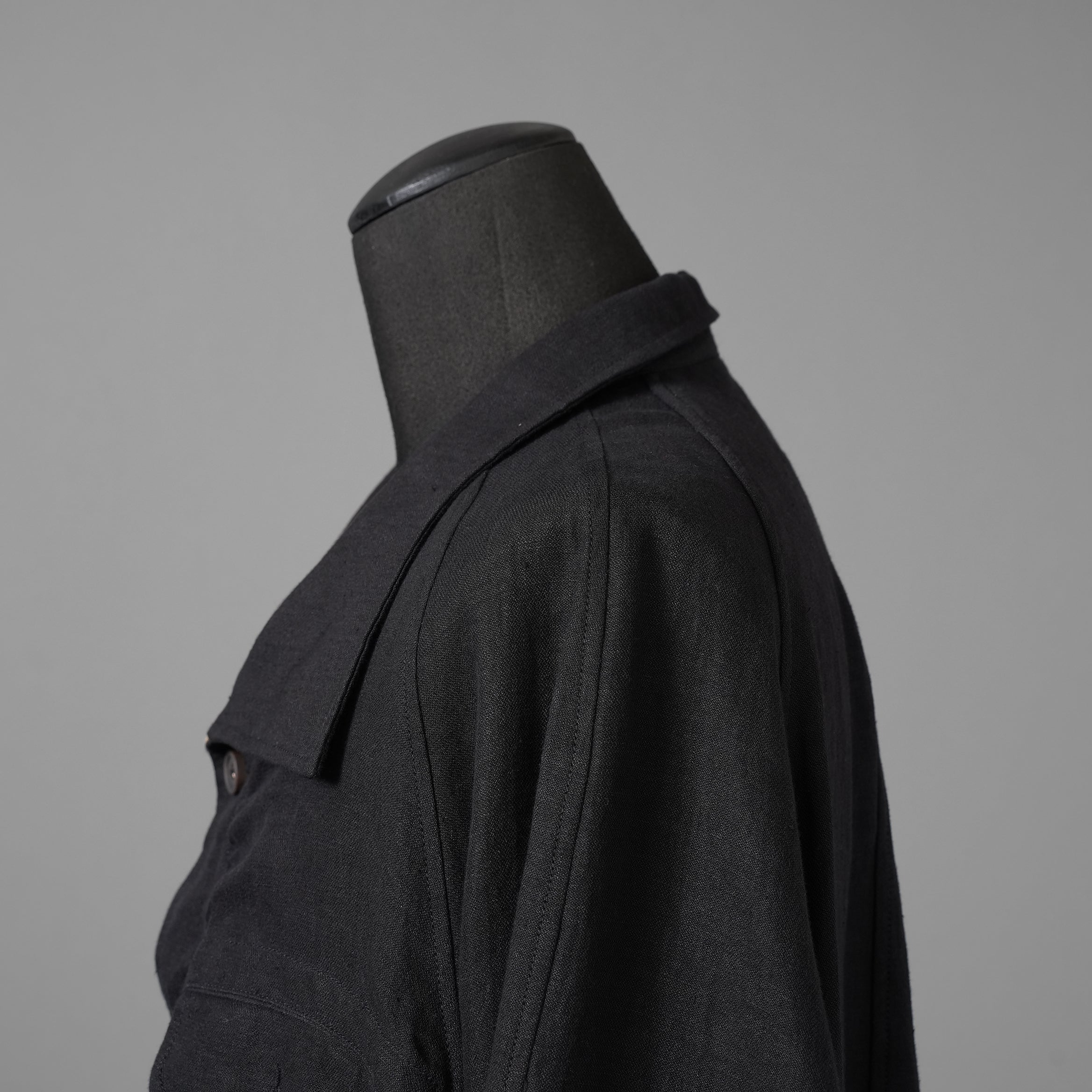 ZIGGY CHEN ジギーチェン / 24AW 美品 Stand Collar Long Shirt / リネン 長袖シャツ / OM2430722 /size 44 （BLACK）