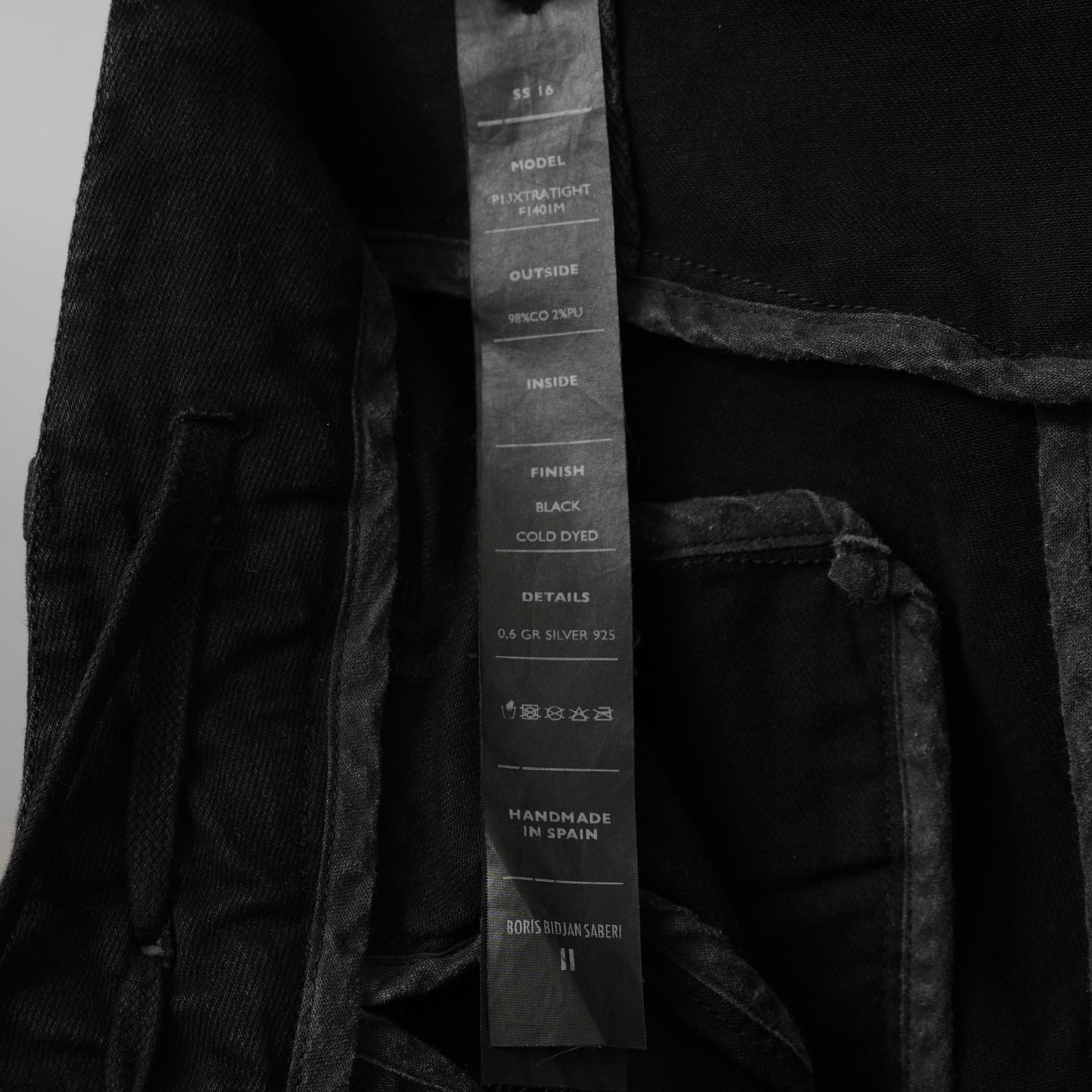 BORIS BIDJAN SABERI ボリスビジャンサベリ / 16SS P13 XTRATIGHT F1401M タイトフィット ストレッチデニム パンツ  / size  S (BLACK COLD DYED)
