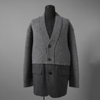 INSCRIRE アンスクリア / 25AW 美品 HYBRID JACKET カーディガン ジャケット / 125AW-JK52 / size 2 (GREYxCHARCOAL) ユニセックス