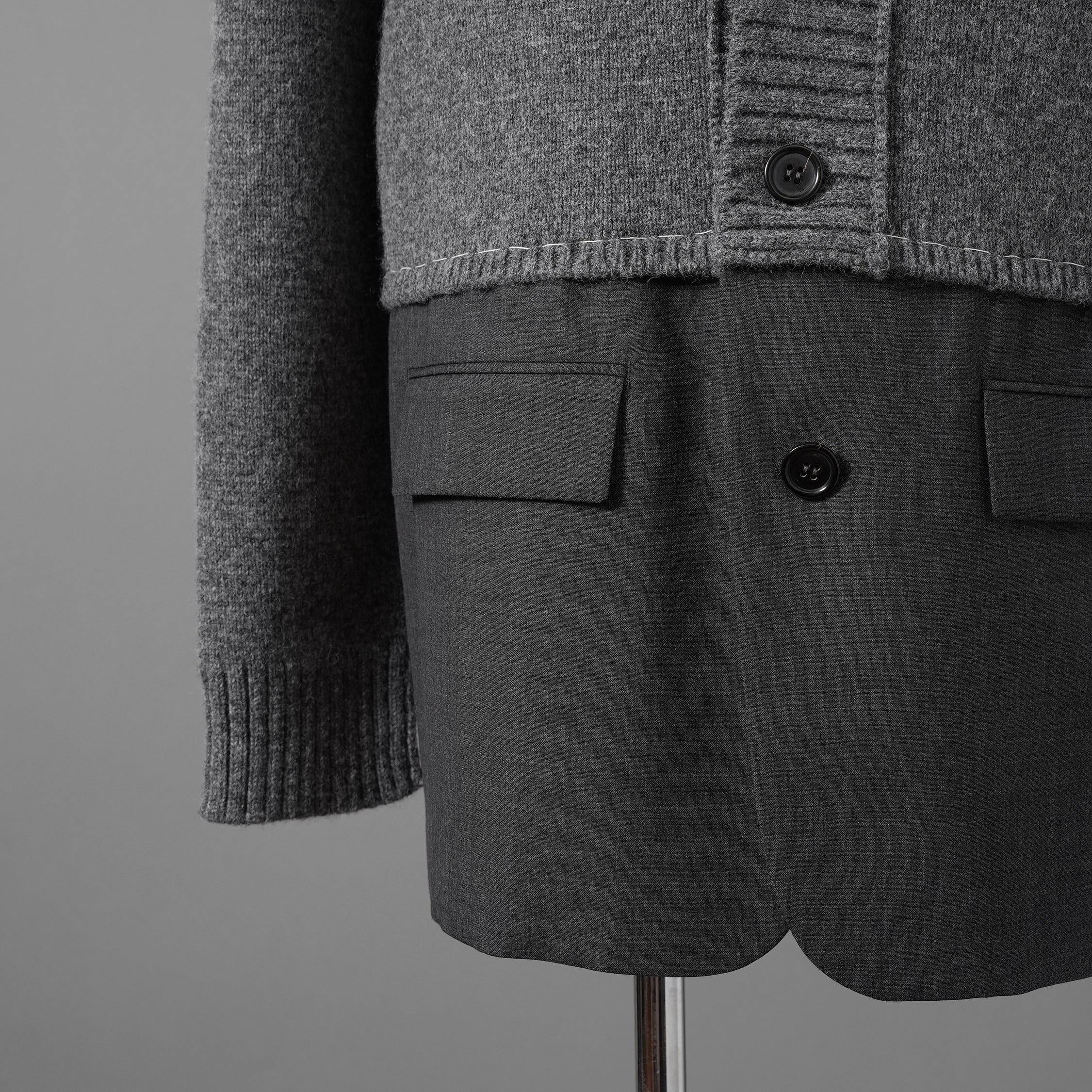 INSCRIRE アンスクリア / 25AW 美品 HYBRID JACKET カーディガン ジャケット / 125AW-JK52 / size 2 (GREYxCHARCOAL) ユニセックス