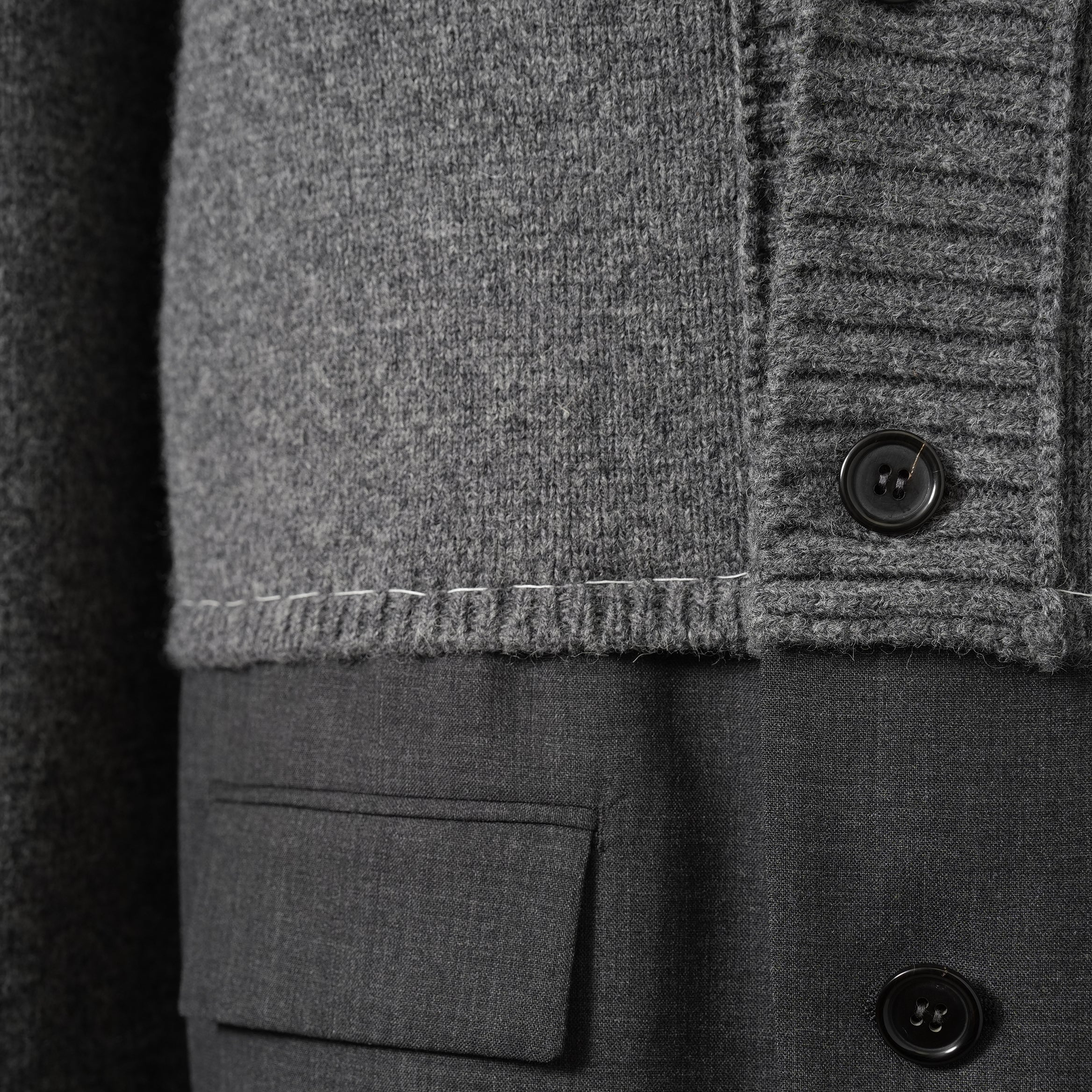 INSCRIRE アンスクリア / 25AW 美品 HYBRID JACKET カーディガン ジャケット / 125AW-JK52 / size 2 (GREYxCHARCOAL) ユニセックス