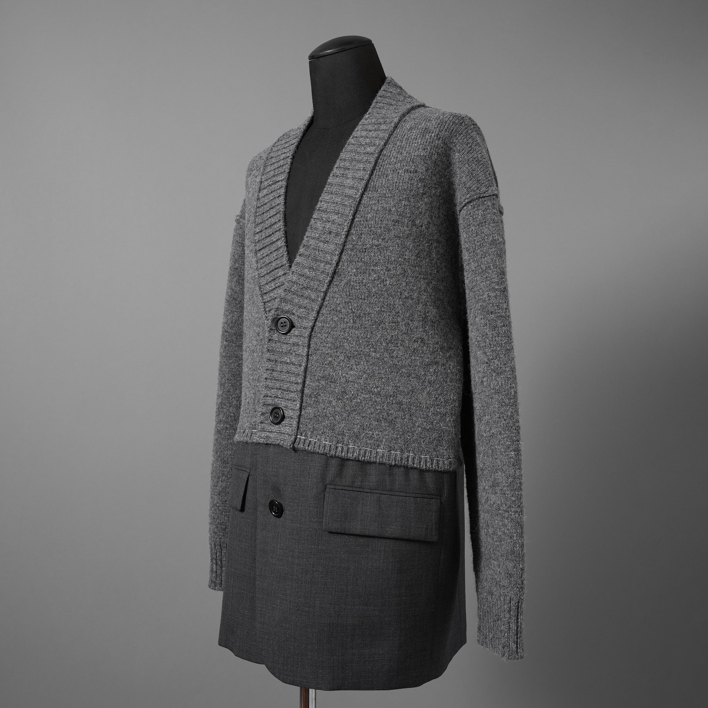INSCRIRE アンスクリア / 25AW 美品 HYBRID JACKET カーディガン ジャケット / 125AW-JK52 / size 2 (GREYxCHARCOAL) ユニセックス
