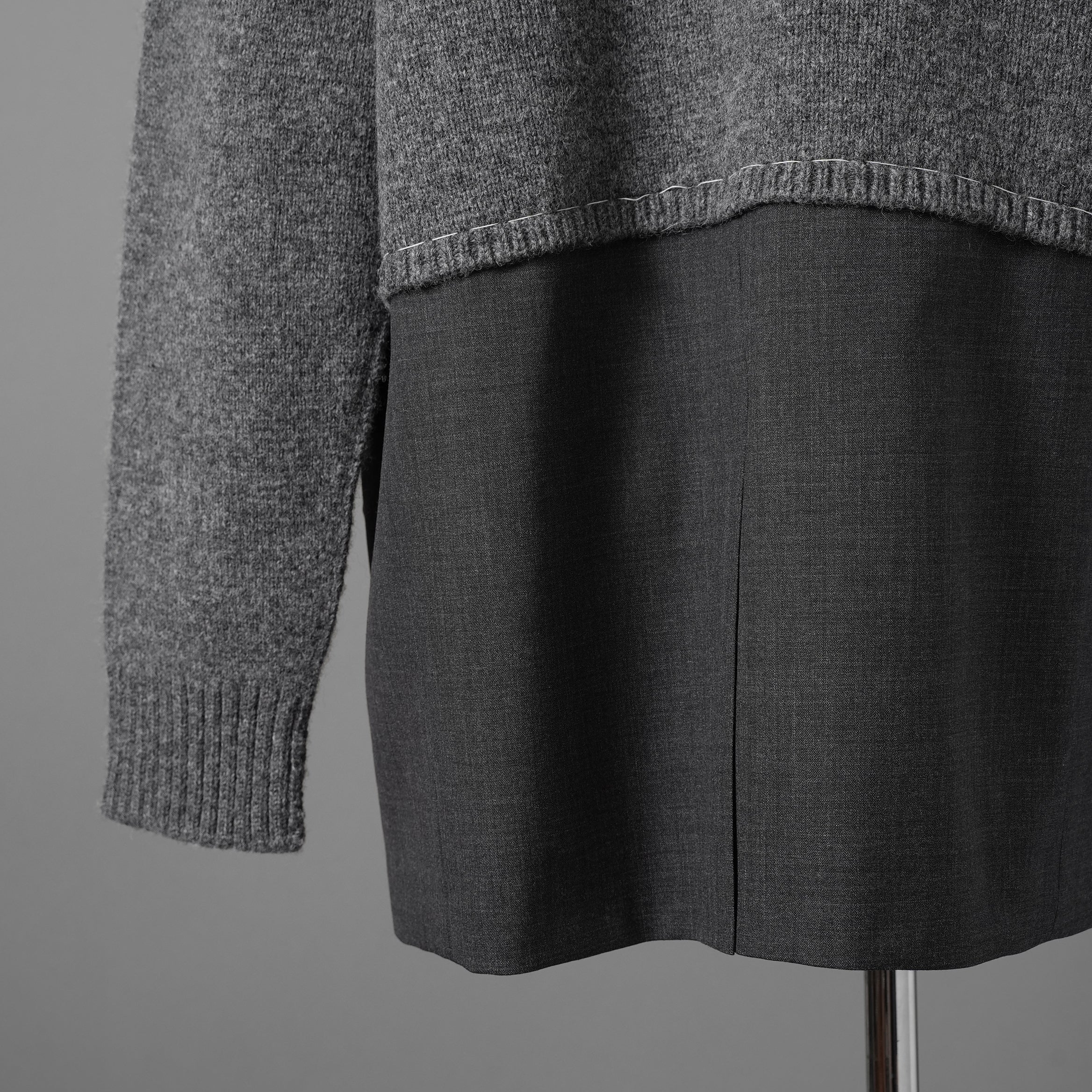 INSCRIRE アンスクリア / 25AW 美品 HYBRID JACKET カーディガン ジャケット / 125AW-JK52 / size 2 (GREYxCHARCOAL) ユニセックス