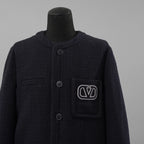 Valentino Garavani ヴァレンティノ ガラヴァーニ / 美品 23SS ロゴ シグネチャー ツイード ジャケット / 3V3CE2779GA / size 44 (NAVY)