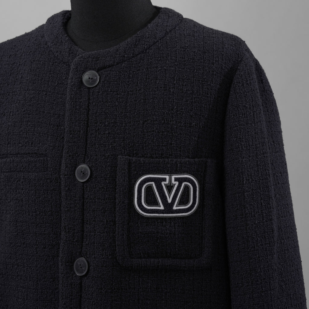 Valentino Garavani ヴァレンティノ ガラヴァーニ / 美品 23SS ロゴ シグネチャー ツイード ジャケット / 3V3CE2779GA / size 44 (NAVY)