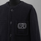 Valentino Garavani ヴァレンティノ ガラヴァーニ / 美品 23SS ロゴ シグネチャー ツイード ジャケット / 3V3CE2779GA / size 44 (NAVY)