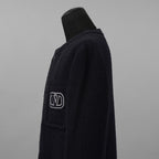 Valentino Garavani ヴァレンティノ ガラヴァーニ / 美品 23SS ロゴ シグネチャー ツイード ジャケット / 3V3CE2779GA / size 44 (NAVY)