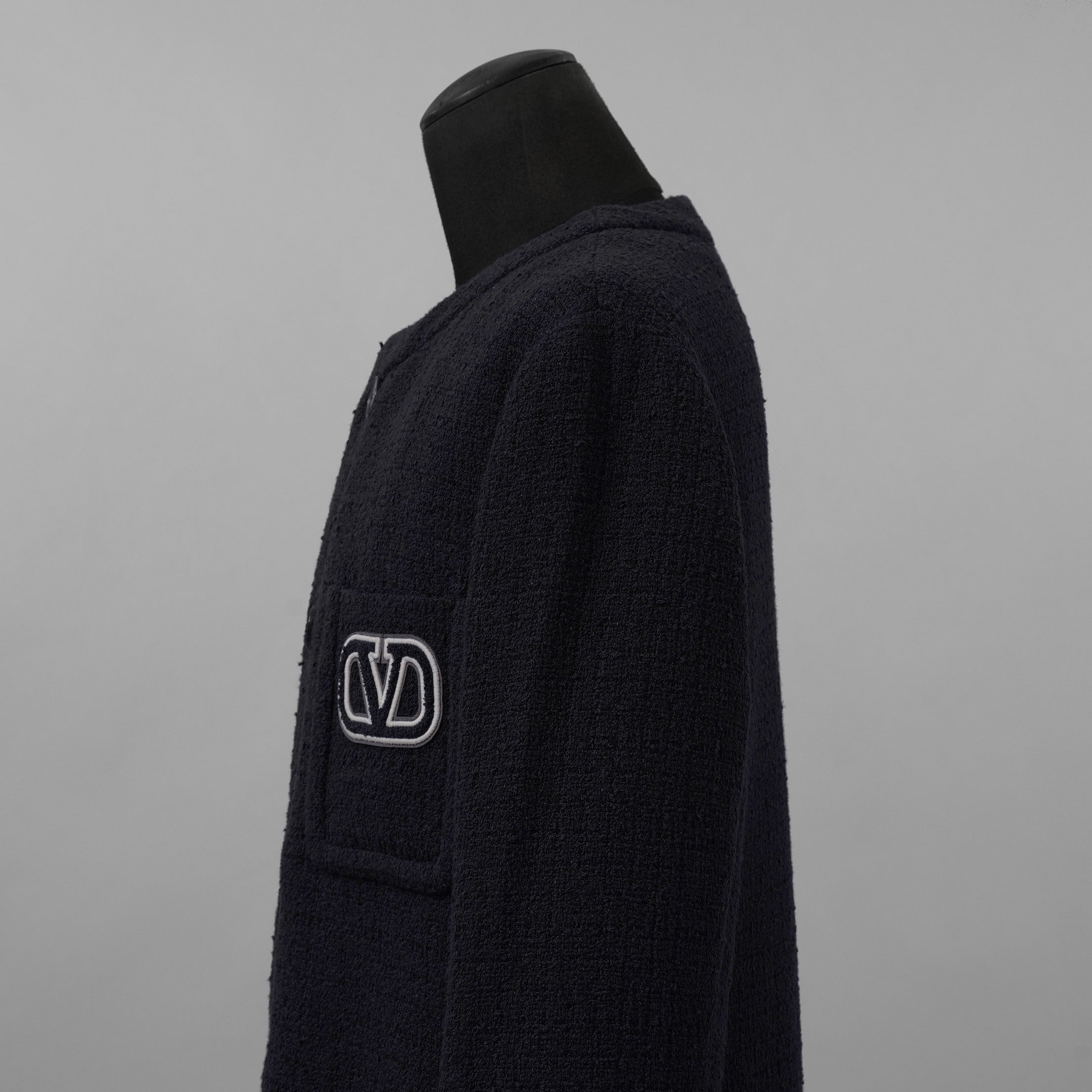 Valentino Garavani ヴァレンティノ ガラヴァーニ / 美品 23SS ロゴ シグネチャー ツイード ジャケット / 3V3CE2779GA / size 44 (NAVY)