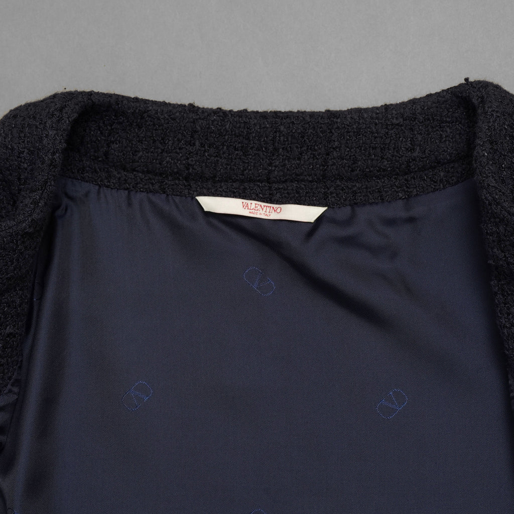 Valentino Garavani ヴァレンティノ ガラヴァーニ / 美品 23SS ロゴ シグネチャー ツイード ジャケット / 3V3CE2779GA / size 44 (NAVY)