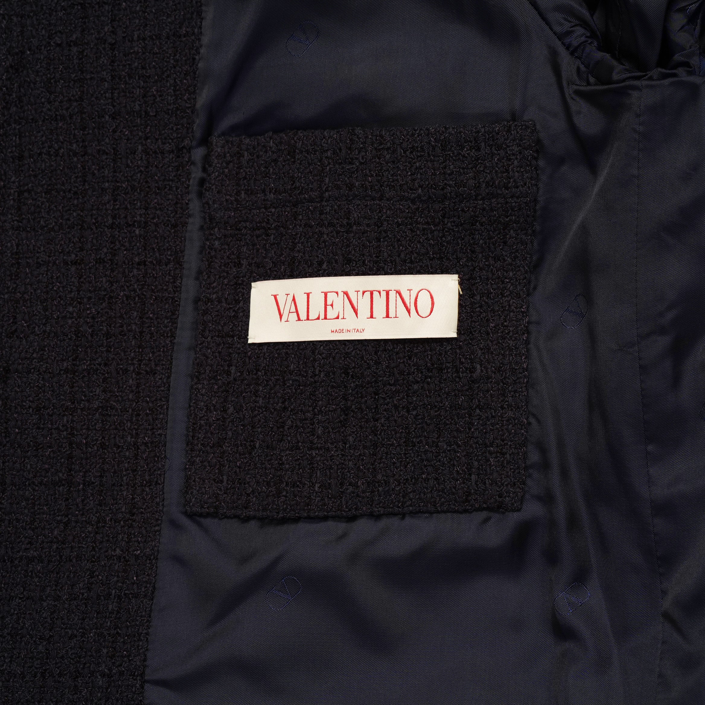Valentino Garavani ヴァレンティノ ガラヴァーニ / 美品 23SS ロゴ シグネチャー ツイード ジャケット / 3V3CE2779GA / size 44 (NAVY)