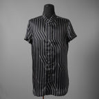 RICK OWENS リックオウエンス / 23SS 美品 EDFU GOLF SHIRT / ストライプ 半袖 シャツ / RU01C4292-JP1 / size 48 (BLACK)