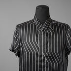 RICK OWENS リックオウエンス / 23SS 美品 EDFU GOLF SHIRT / ストライプ 半袖 シャツ / RU01C4292-JP1 / size 48 (BLACK)