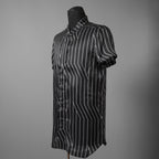 RICK OWENS リックオウエンス / 23SS 美品 EDFU GOLF SHIRT / ストライプ 半袖 シャツ / RU01C4292-JP1 / size 48 (BLACK)