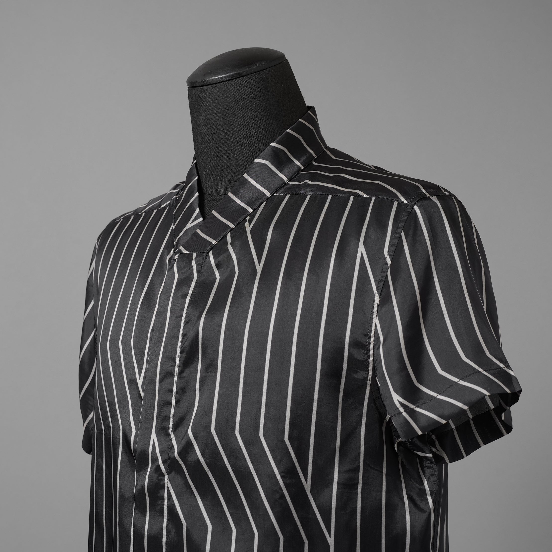 RICK OWENS リックオウエンス / 23SS 美品 EDFU GOLF SHIRT / ストライプ 半袖 シャツ / RU01C4292-JP1 / size 48 (BLACK)