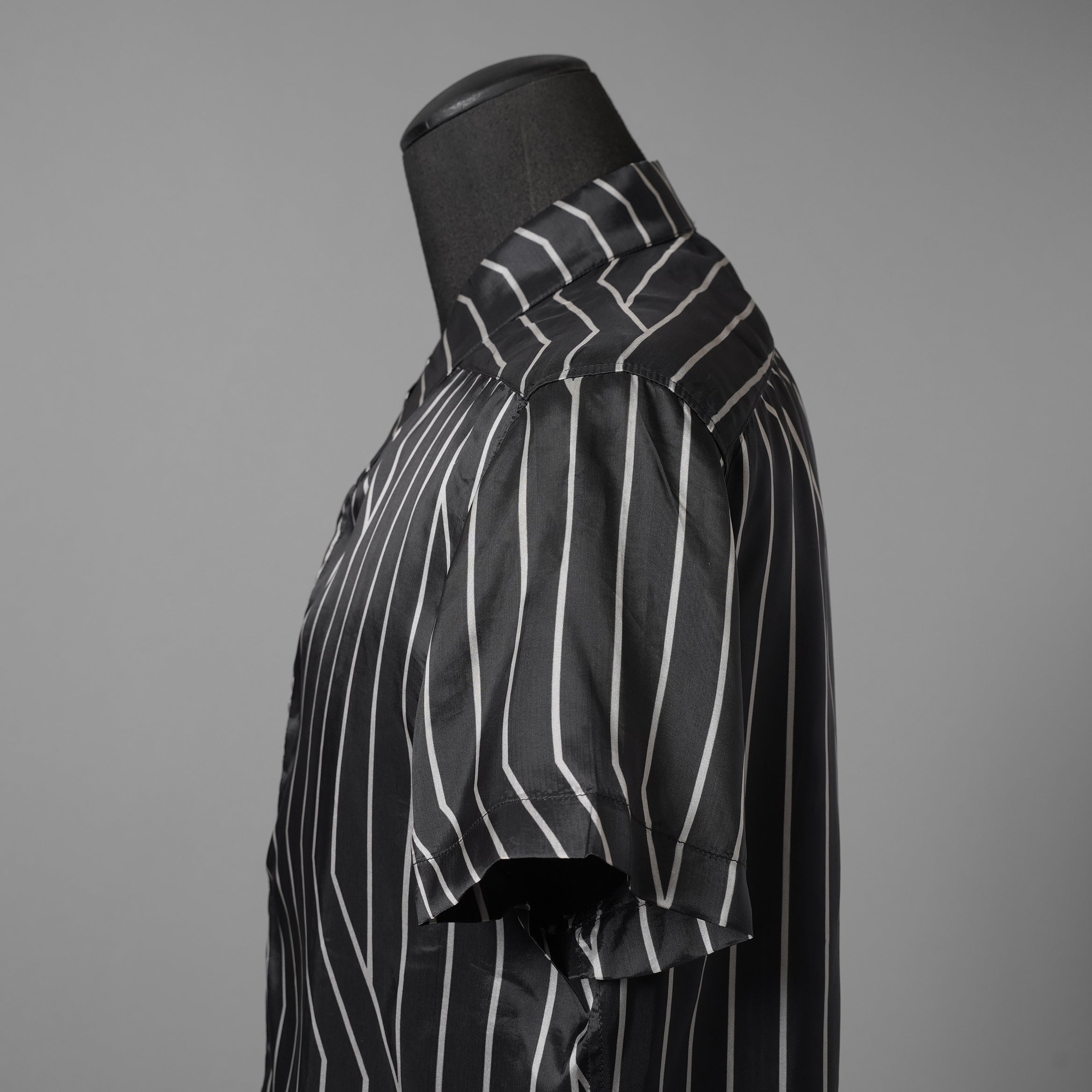 RICK OWENS リックオウエンス / 23SS 美品 EDFU GOLF SHIRT / ストライプ 半袖 シャツ / RU01C4292-JP1 / size 48 (BLACK)