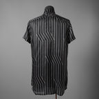 RICK OWENS リックオウエンス / 23SS 美品 EDFU GOLF SHIRT / ストライプ 半袖 シャツ / RU01C4292-JP1 / size 48 (BLACK)