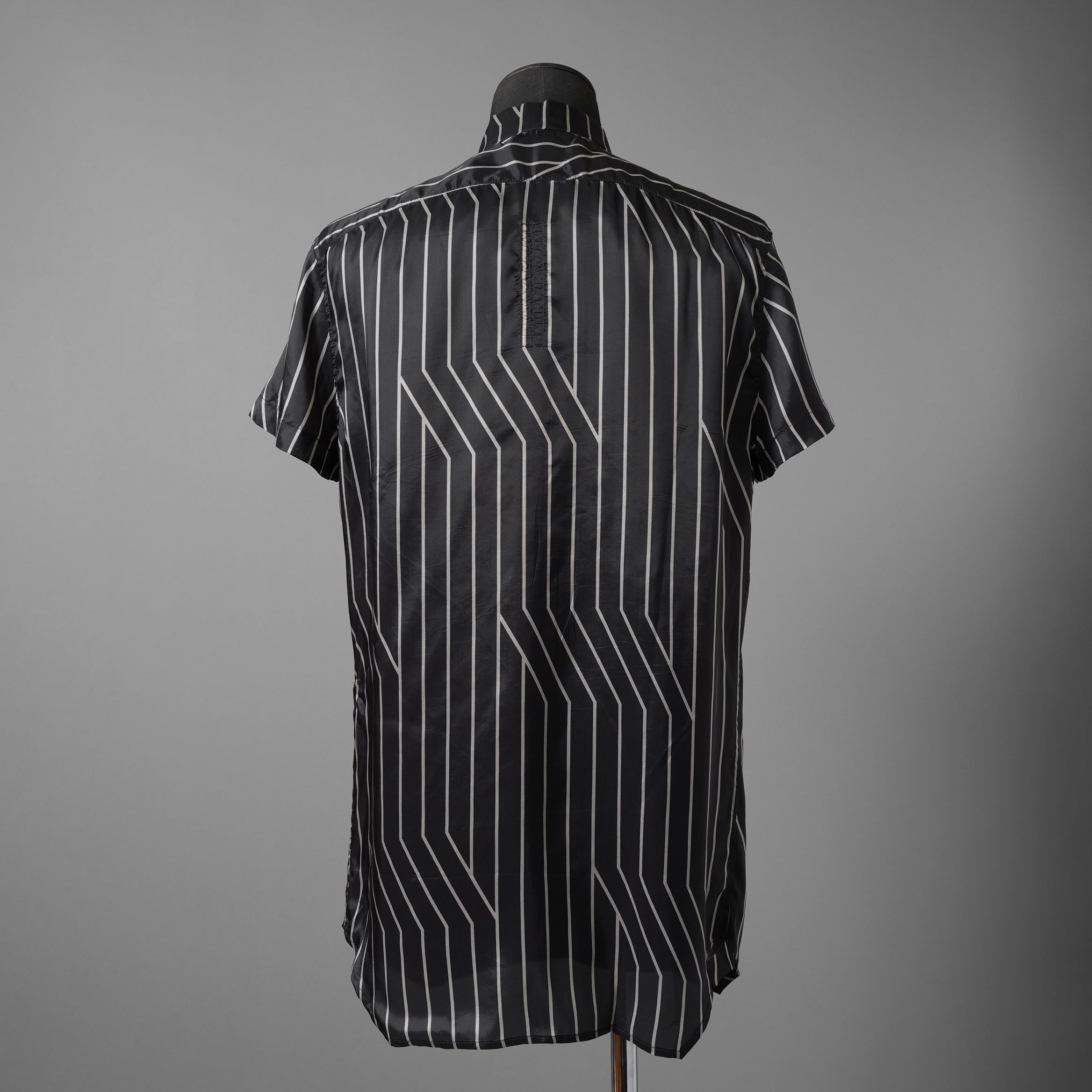 RICK OWENS リックオウエンス / 23SS 美品 EDFU GOLF SHIRT / ストライプ 半袖 シャツ / RU01C4292-JP1 / size 48 (BLACK)