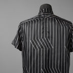 RICK OWENS リックオウエンス / 23SS 美品 EDFU GOLF SHIRT / ストライプ 半袖 シャツ / RU01C4292-JP1 / size 48 (BLACK)