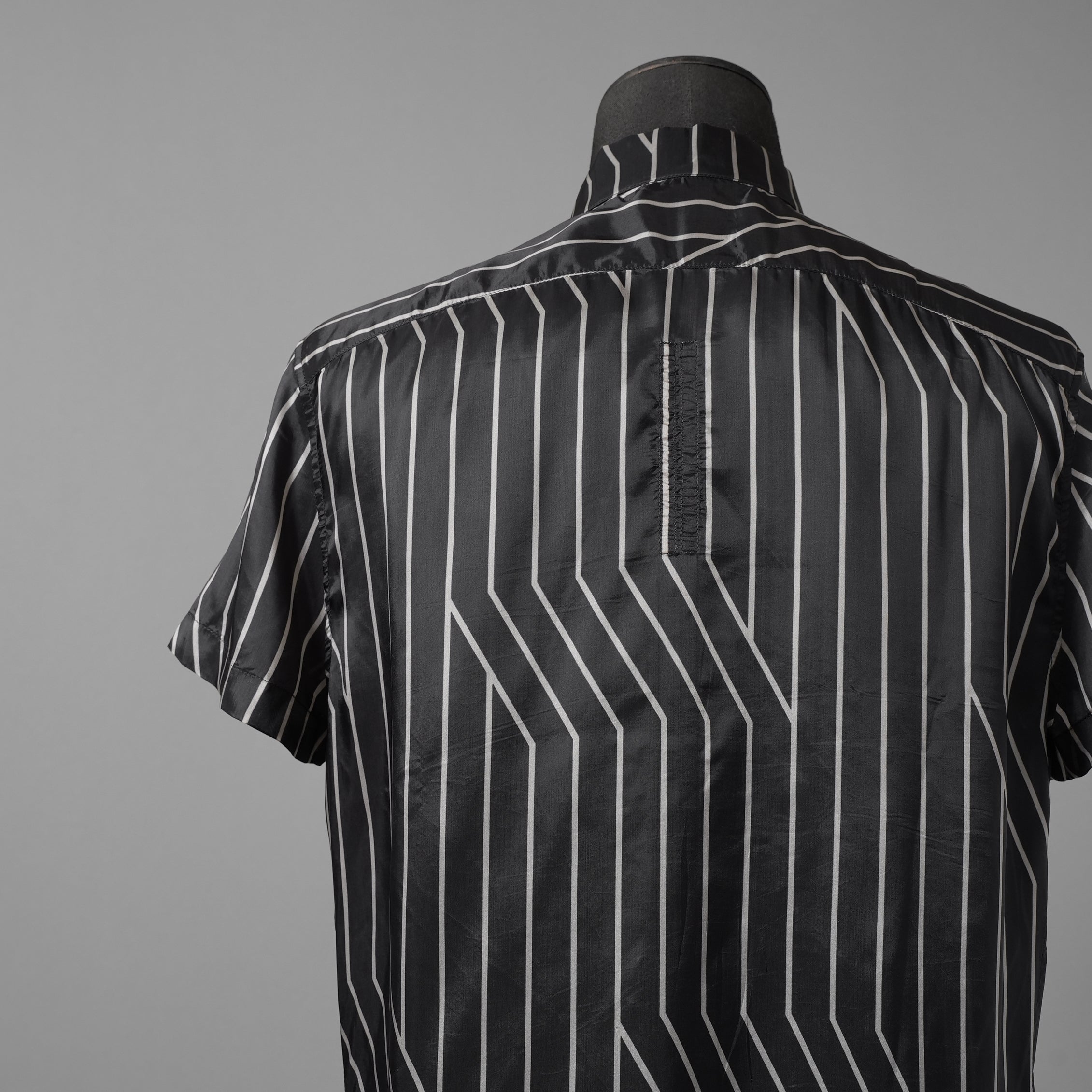 RICK OWENS リックオウエンス / 23SS 美品 EDFU GOLF SHIRT / ストライプ 半袖 シャツ / RU01C4292-JP1 / size 48 (BLACK)